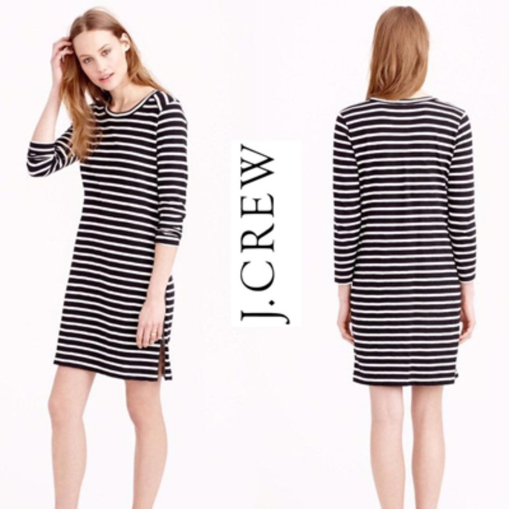 J Crew Striped Side Zipper T-shirt Dress